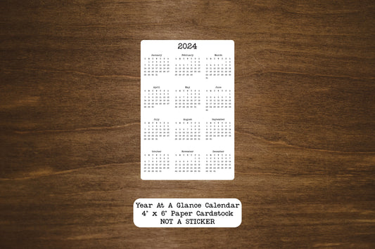 Year At A Glance Cardstock Calendar 4" x 6"