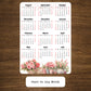 Year At A Glance Calendar Sticker - Watercolor Flowers Design