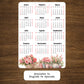 Year At A Glance Calendar Sticker - Watercolor Flowers Design