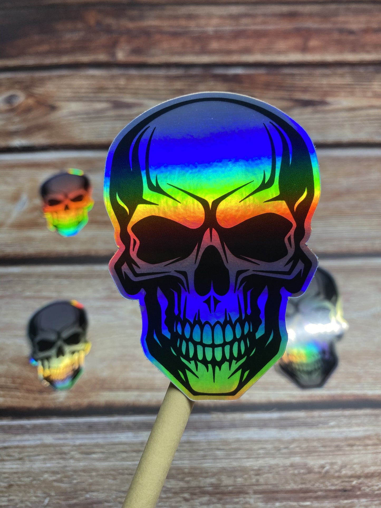 Skull Holographic Vinyl Sticker