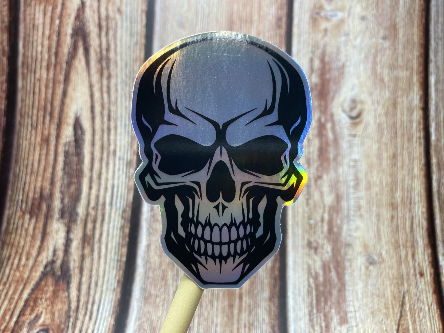 Skull Holographic Vinyl Sticker