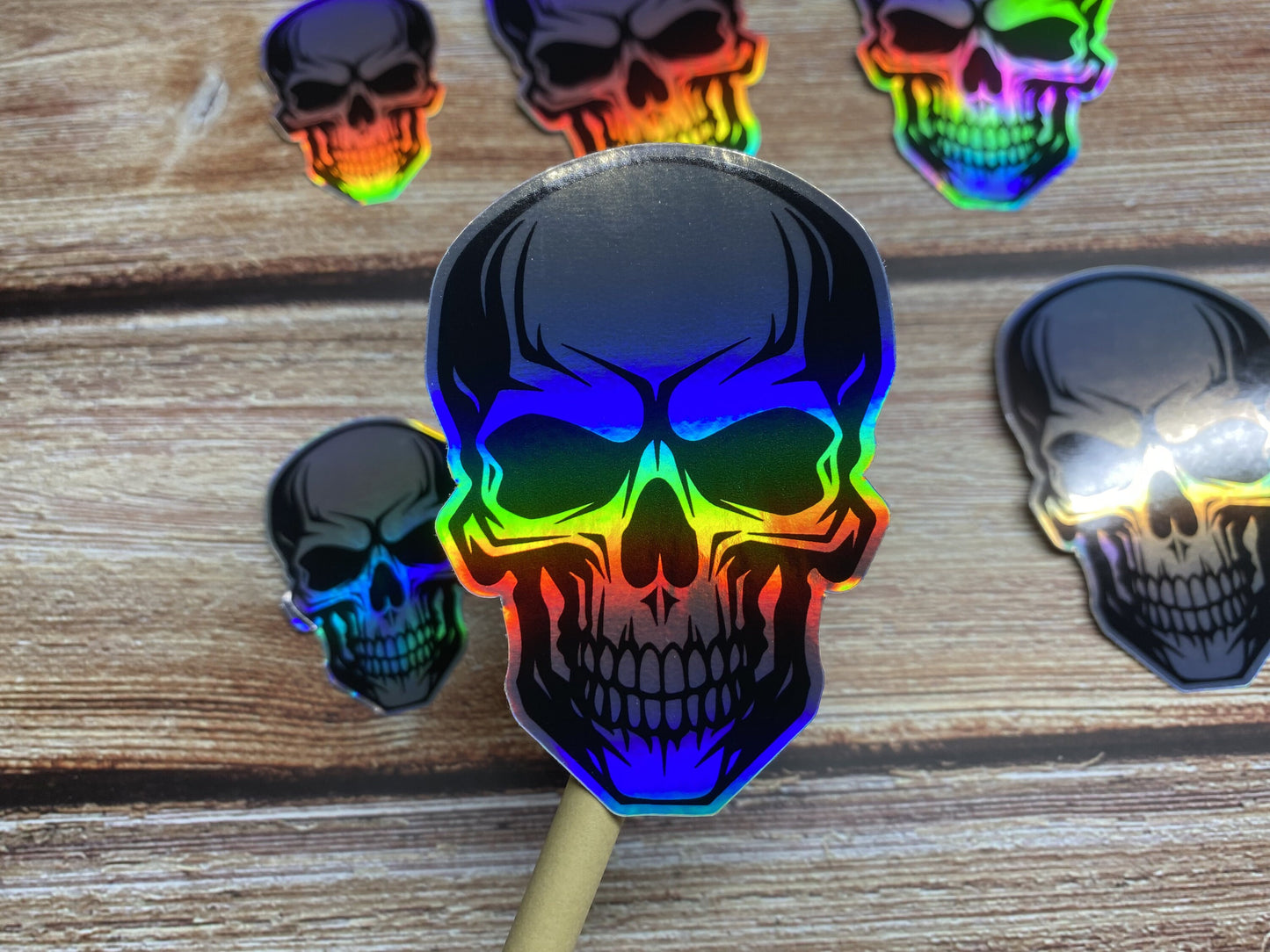 Skull Holographic Vinyl Sticker