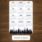 Year At A Glance Calendar Sticker - Pine Trees (Blue) Design