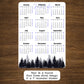 Year At A Glance Calendar Sticker - Pine Trees (Blue) Design