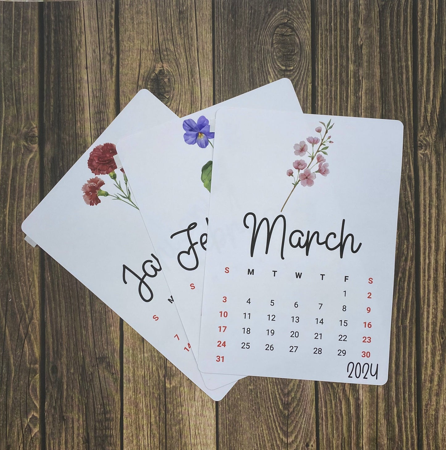 Large Calendar Stickers - Birth Flower Design