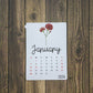 Large Calendar Stickers - Birth Flower Design