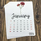 Large Calendar Stickers - Birth Flower Design