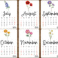 Large Calendar Stickers - Birth Flower Design