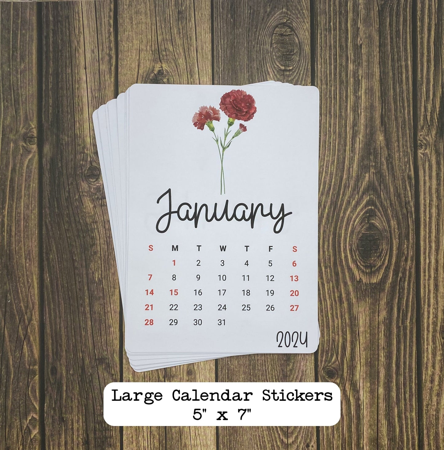 Large Calendar Stickers - Birth Flower Design