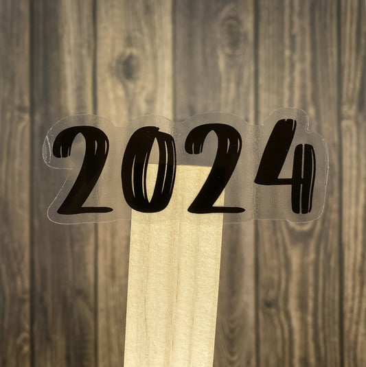 2024 or 2025 Year Clear Vinyl Text Sticker