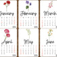 Large Calendar Stickers - Birth Flower Design