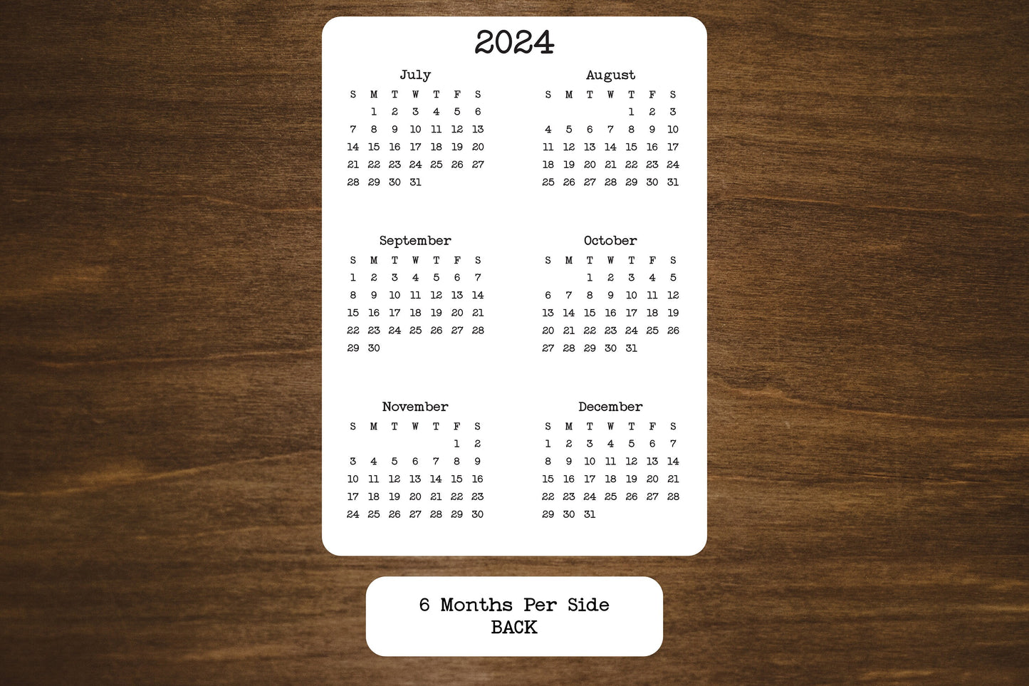 Year At A Glance Cardstock Calendar Double Sided