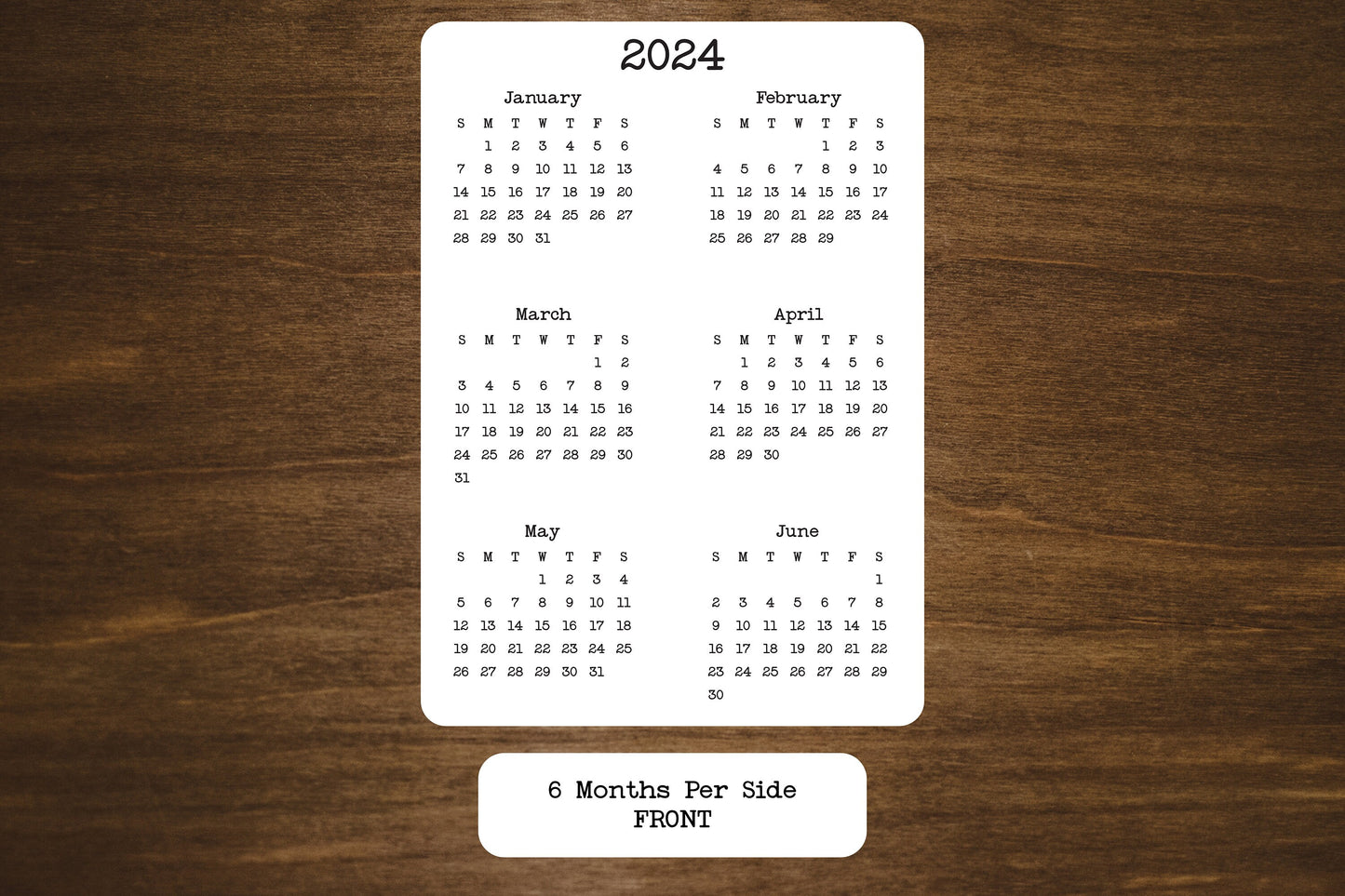 Year At A Glance Cardstock Calendar Double Sided