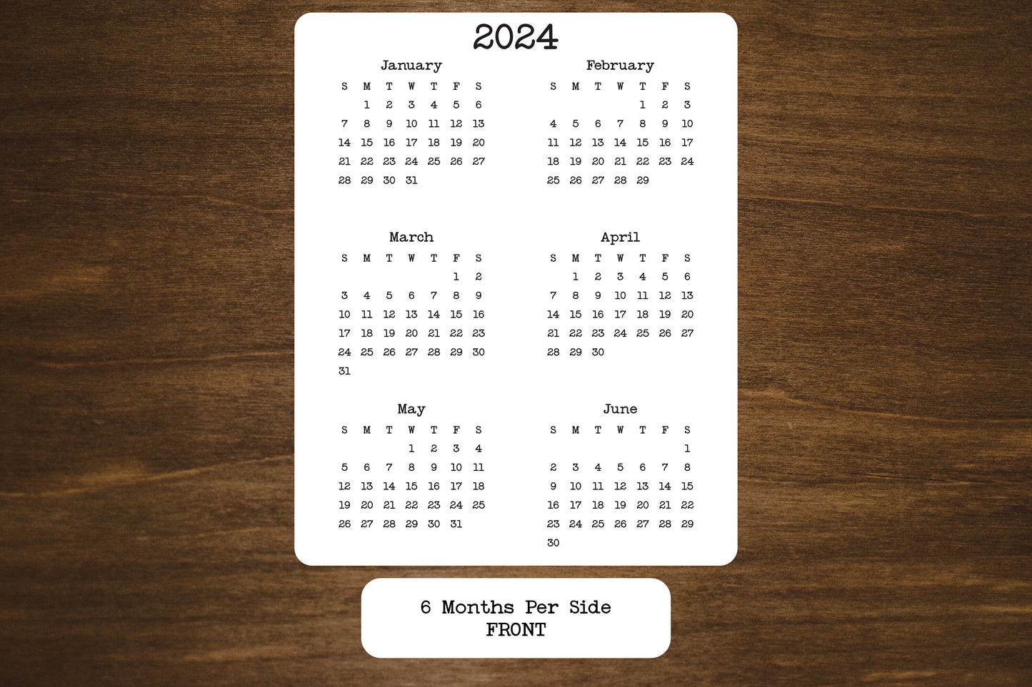 Year At A Glance Cardstock Calendar Double Sided 8" x 10"