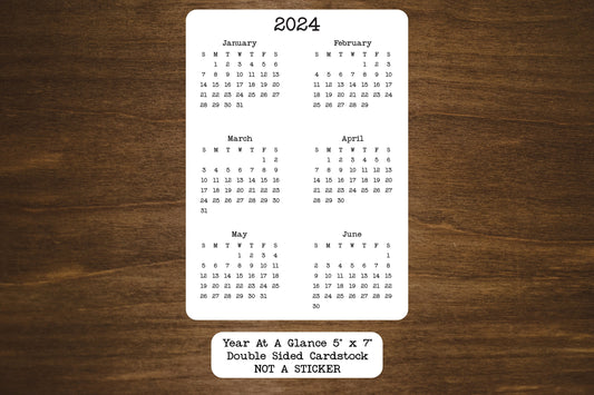 Year At A Glance Cardstock Calendar Double Sided