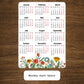 Year At A Glance Calendar Sticker - Wildflowers Design