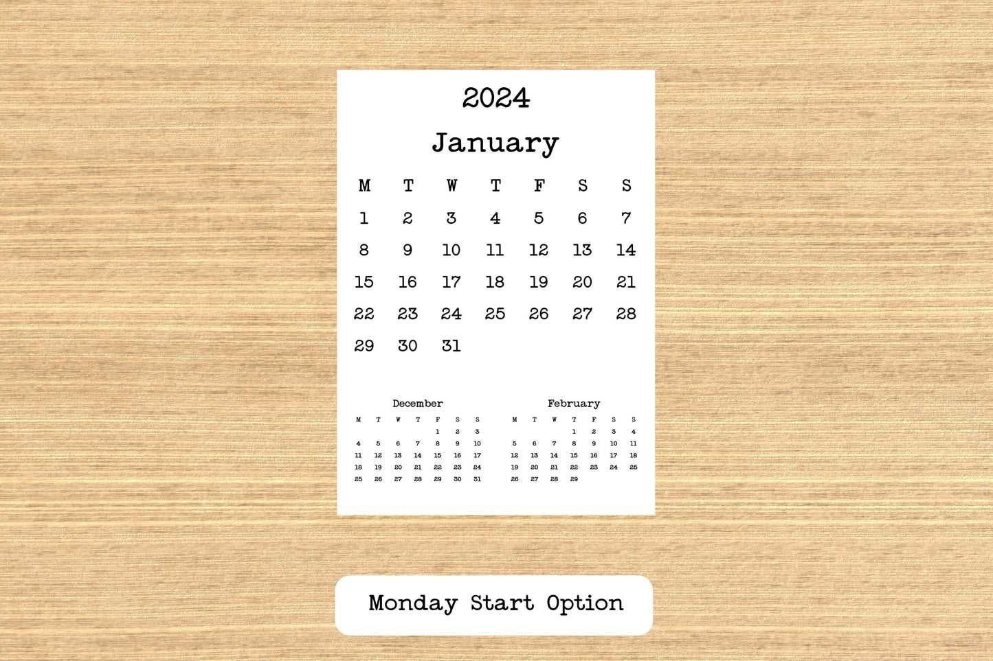 Desk Calendar 3 Month Design