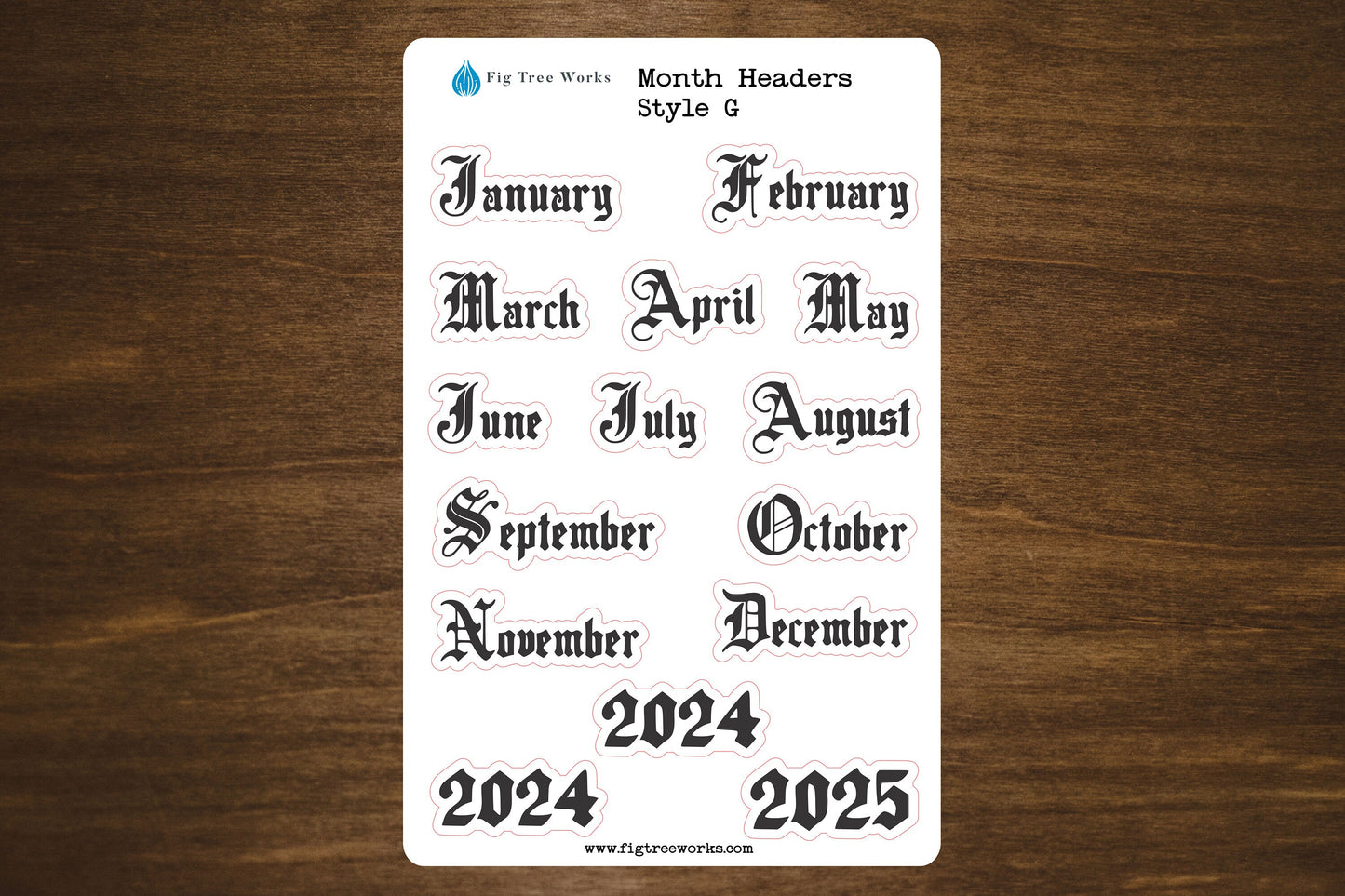 Month Header Planner Stickers  - Style G