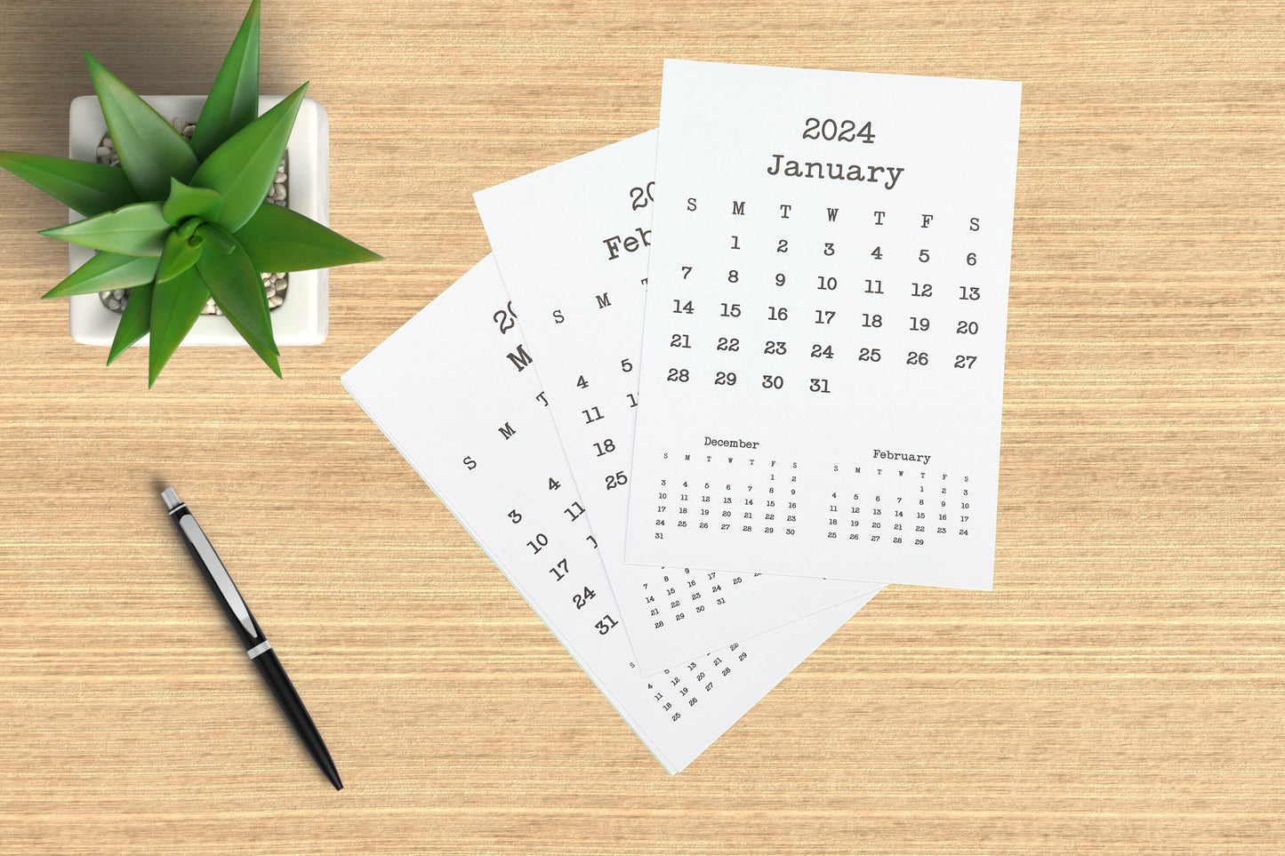 Desk Calendar 3 Month Design