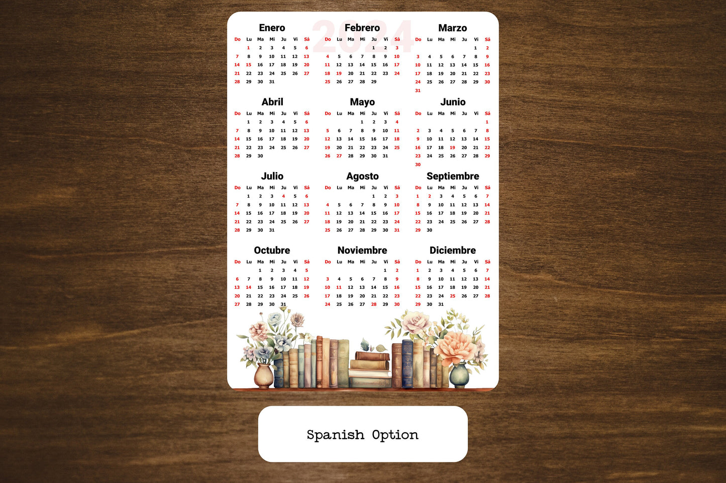 Year At A Glance Calendar Sticker - Books Design