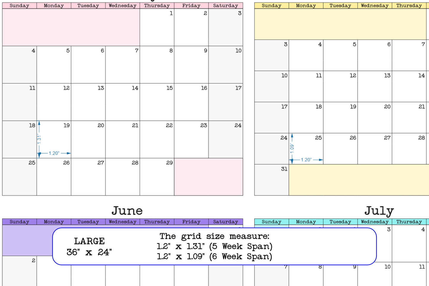 Large Wall Calendar Annual Planner