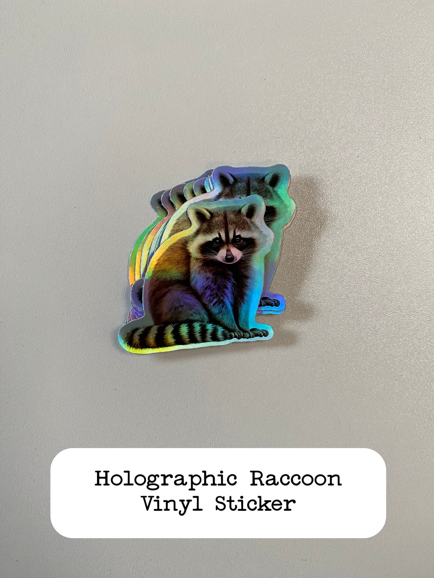 Raccoon Holographic Vinyl Sticker