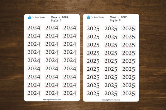 Year Header Planner Stickers - Style C