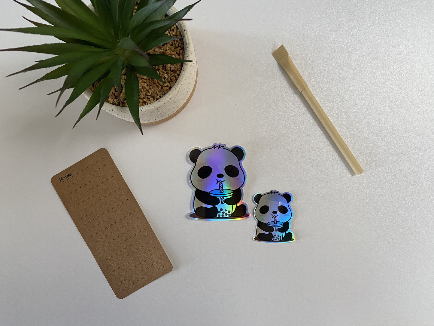 Panda Boba Holographic Vinyl Sticker