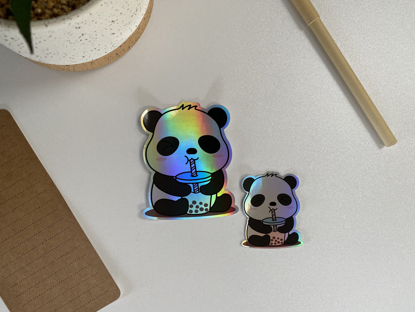 Panda Boba Holographic Vinyl Sticker