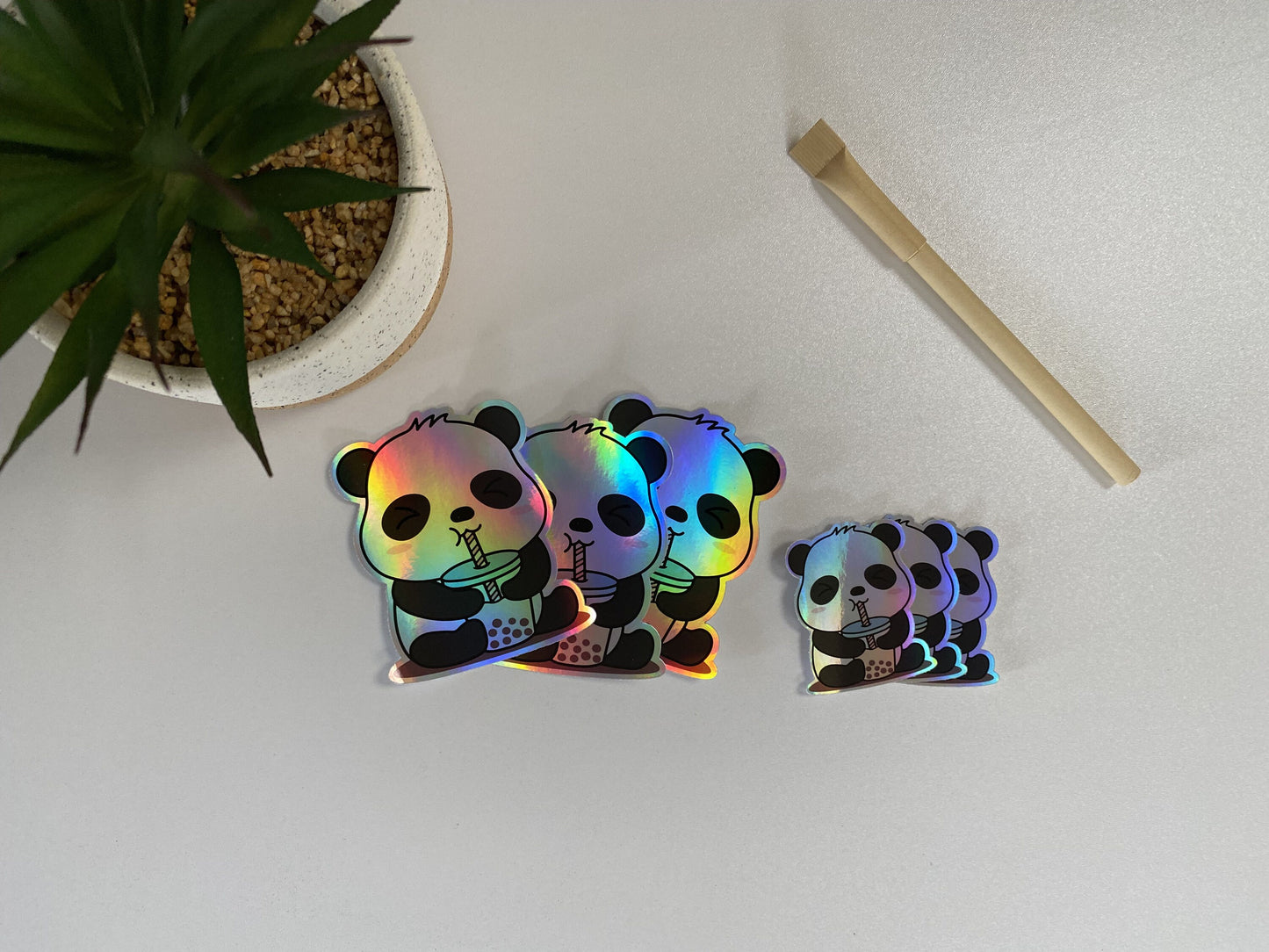 Panda Boba Holographic Vinyl Sticker