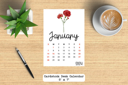 Desk Calendar Birth Flower Design