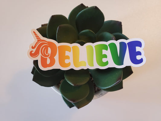 Unicorn Believe Text Sticker