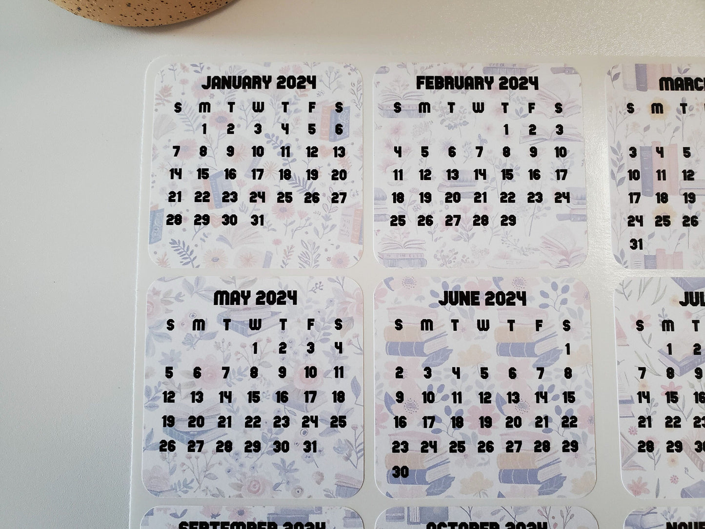 Mini Calendar Stickers with Books - Style C