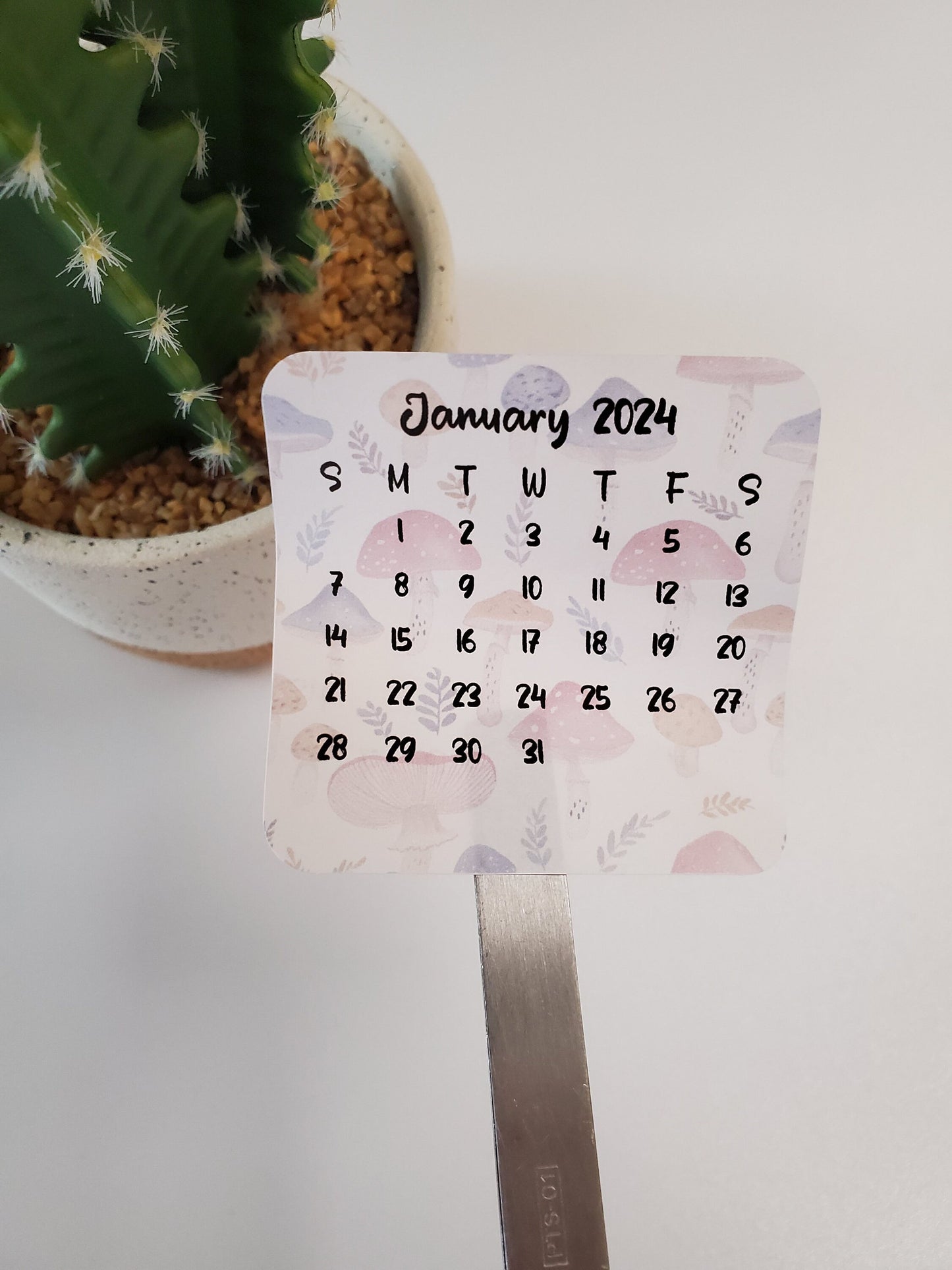 Mini Calendar Stickers with Mushrooms - Style E