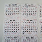 Mini Calendar Stickers with Mushrooms - Style E