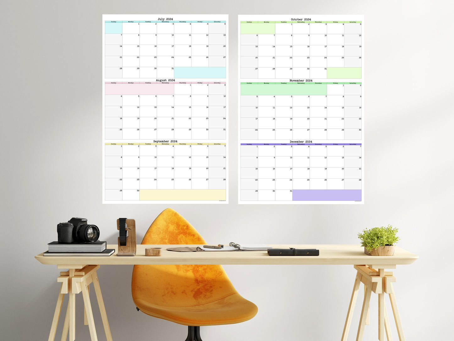 Large Quarterly Wall Calendar With Three Months