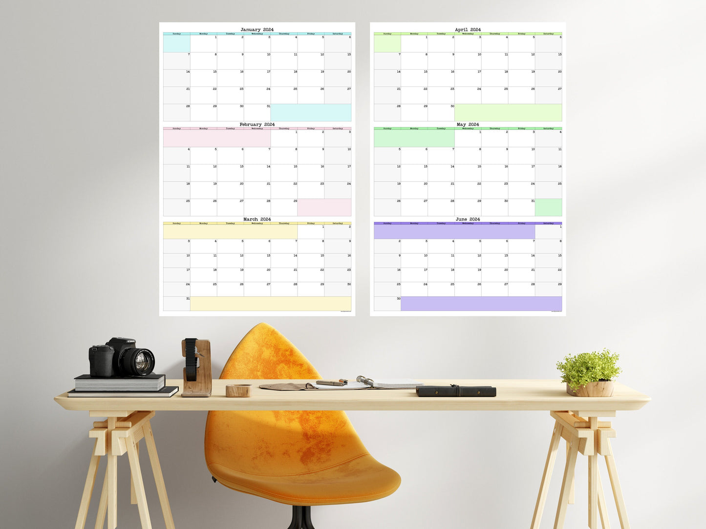 Large Quarterly Wall Calendar With Three Months