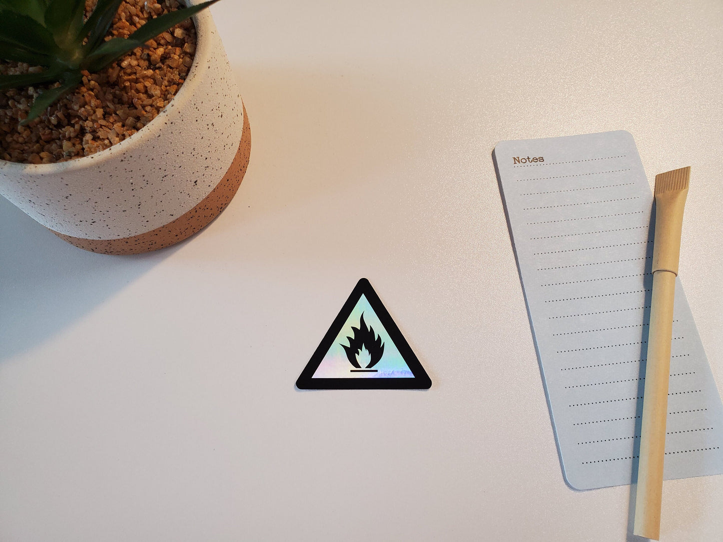 Flammable Warning Holographic Vinyl Sticker