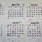 Mini Calendar Stickers with Hearts - Style D