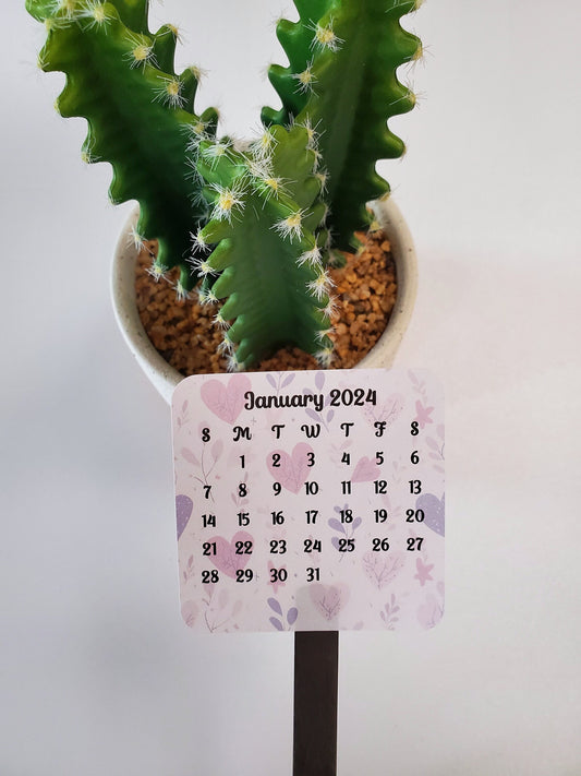 Mini Calendar Stickers with Hearts - Style D