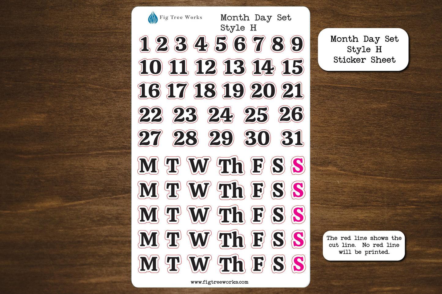 Month Day Set Planner Stickers - Style H