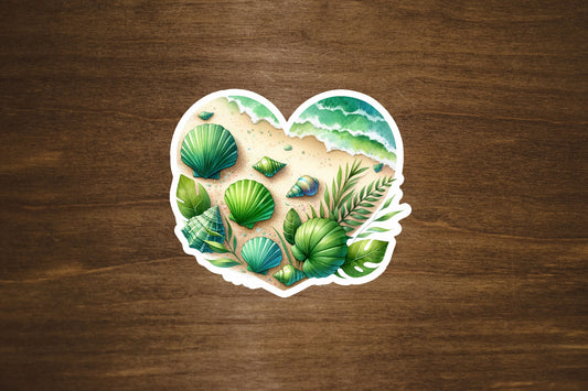 Beach Heart Vinyl Sticker