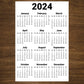 Large Wall Year At A Glance Calendar 16" x 24"