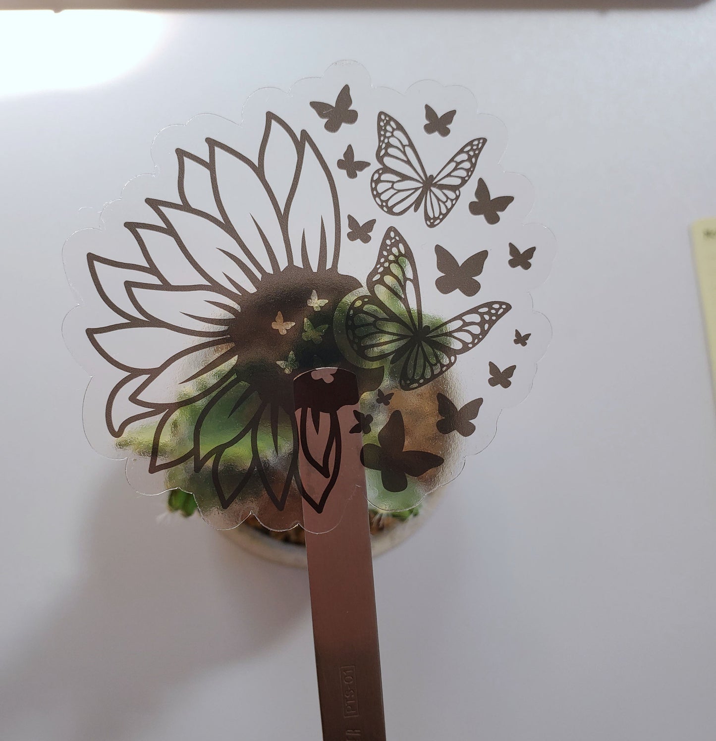 Sunflower and Butterflies Clear Vinyl Sticker - Style B