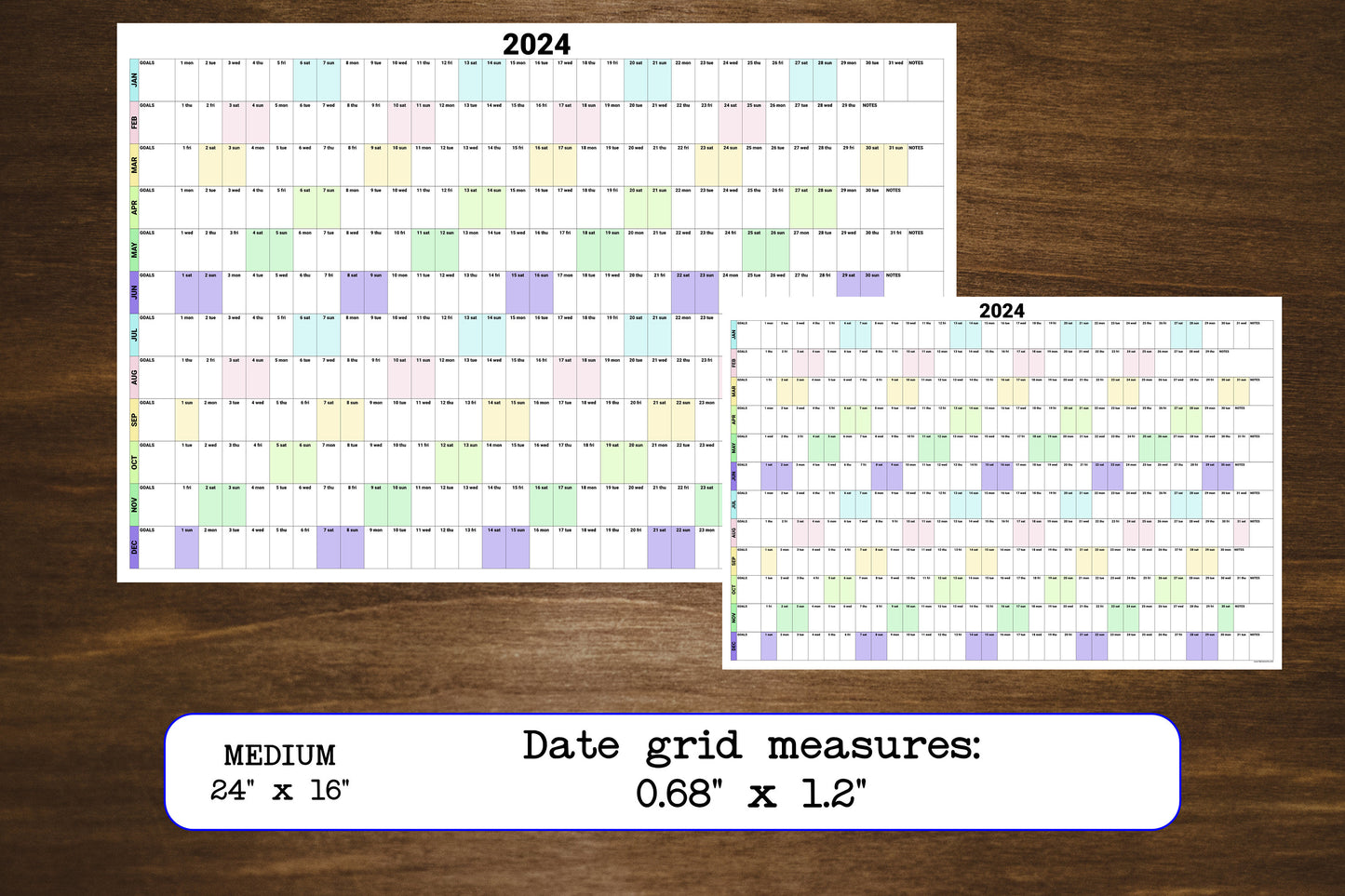 Large Wall Calendar With Goals And Notes Section