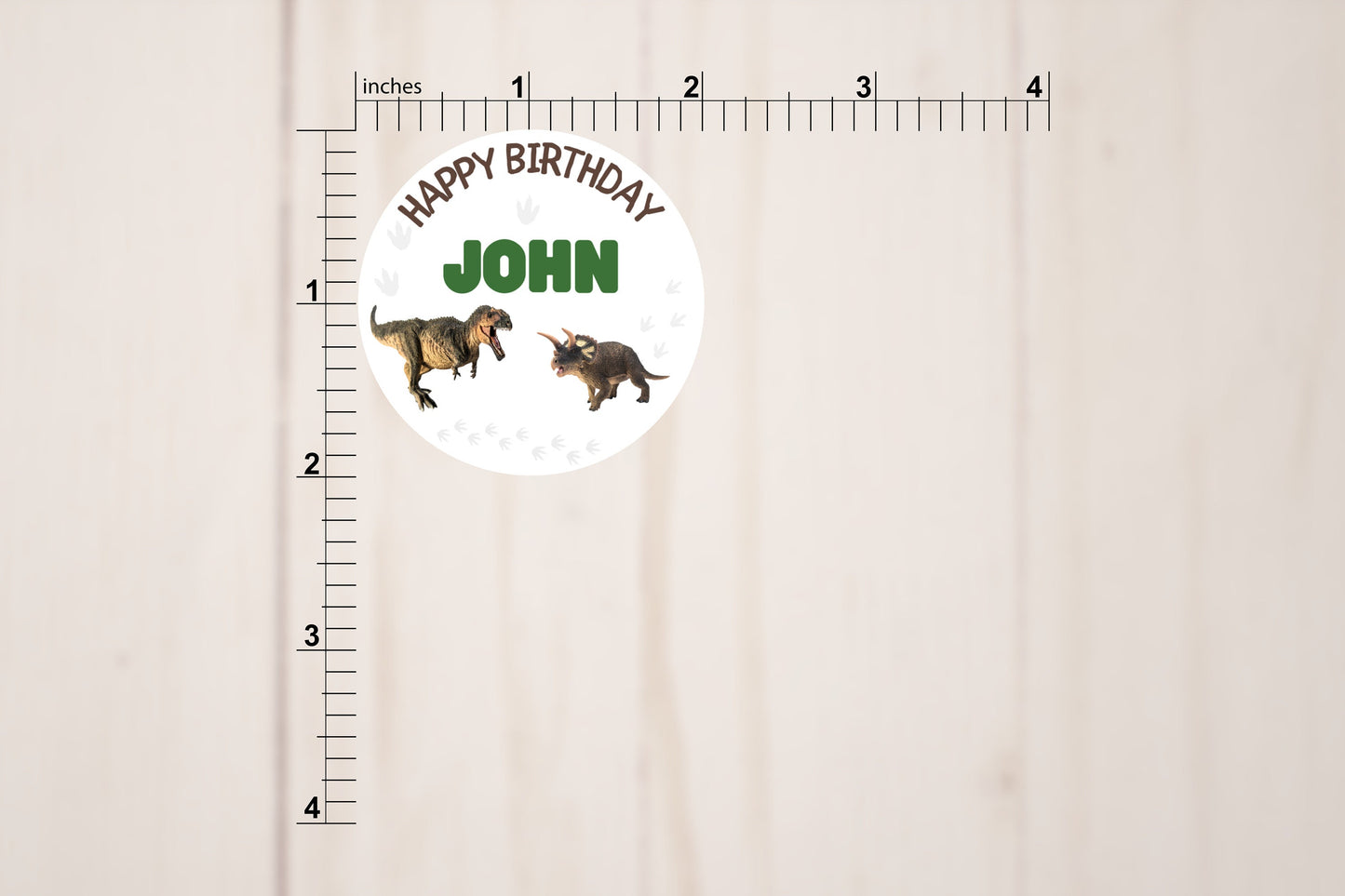 Happy Birthday Round Stickers Style D, Dinosaur Theme, Gift Card Envelope Seals, Gift Wrap Stickers, 2" Circle Stickers