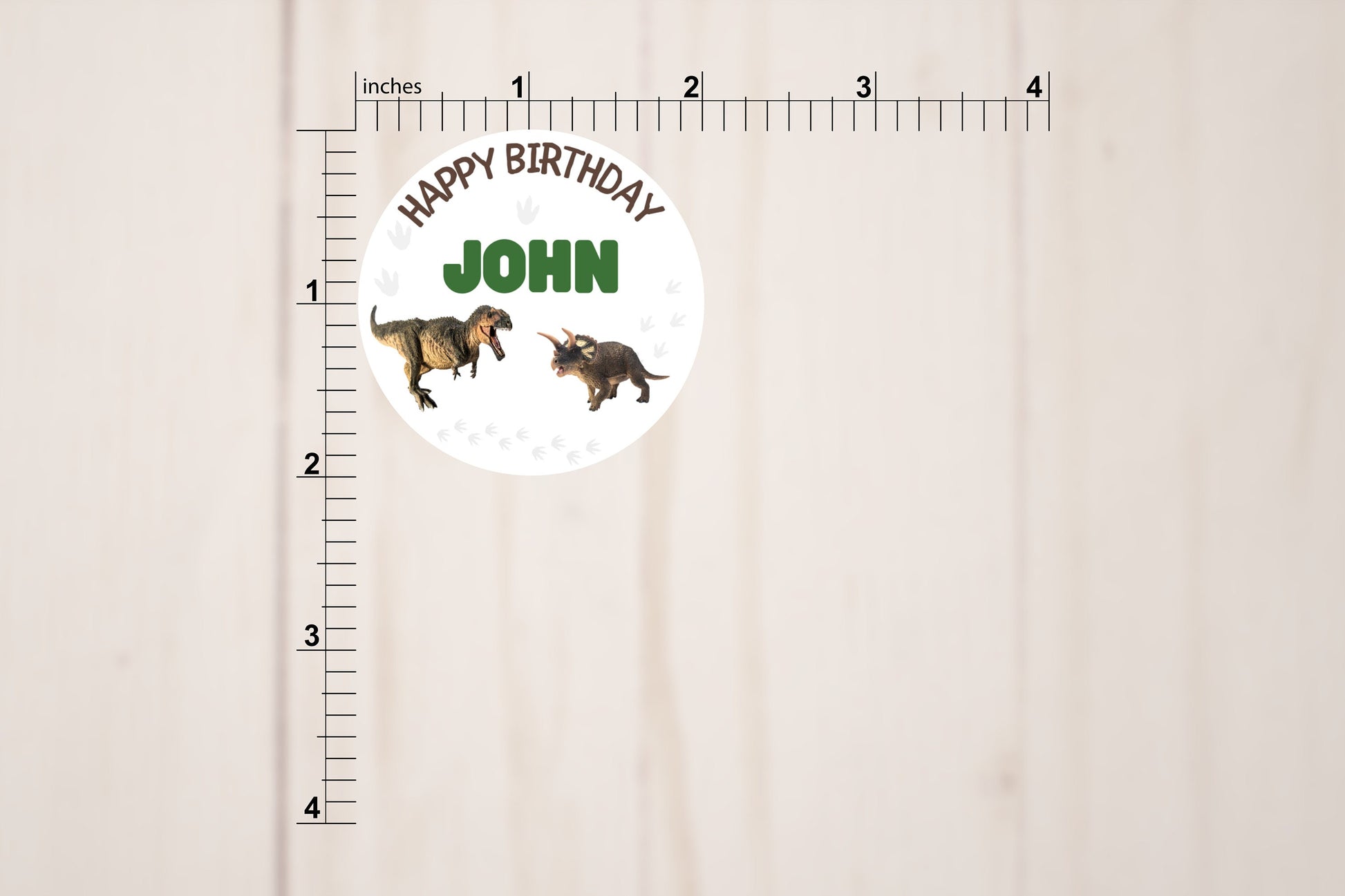 Happy Birthday Round Stickers Style D, Dinosaur Theme, Gift Card Envelope Seals, Gift Wrap Stickers, 2" Circle Stickers