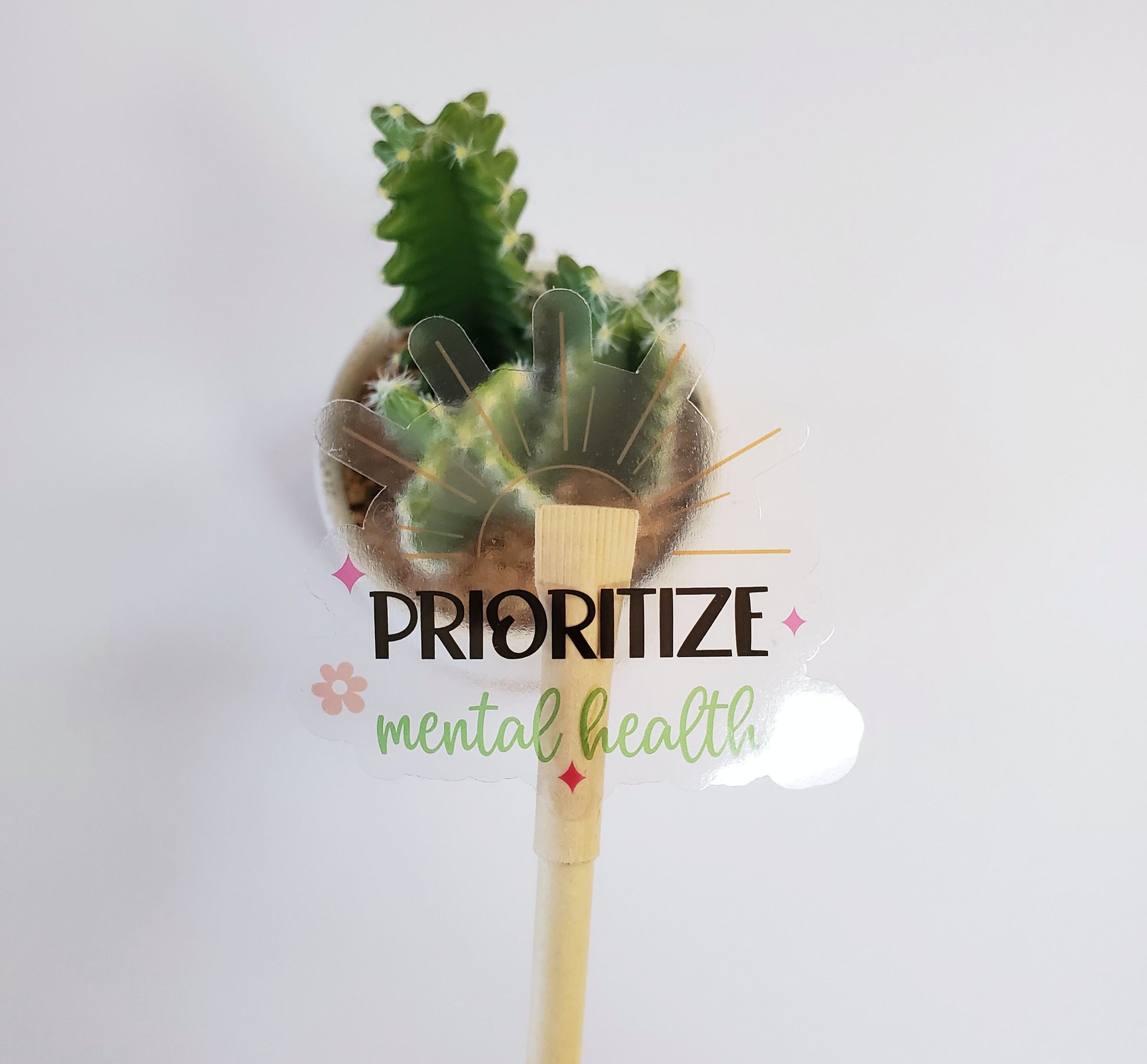 Prioritize Mental Health Vinyl Sticker | Mental Health Sticker | Die Cut, Clear Transparent Vinyl