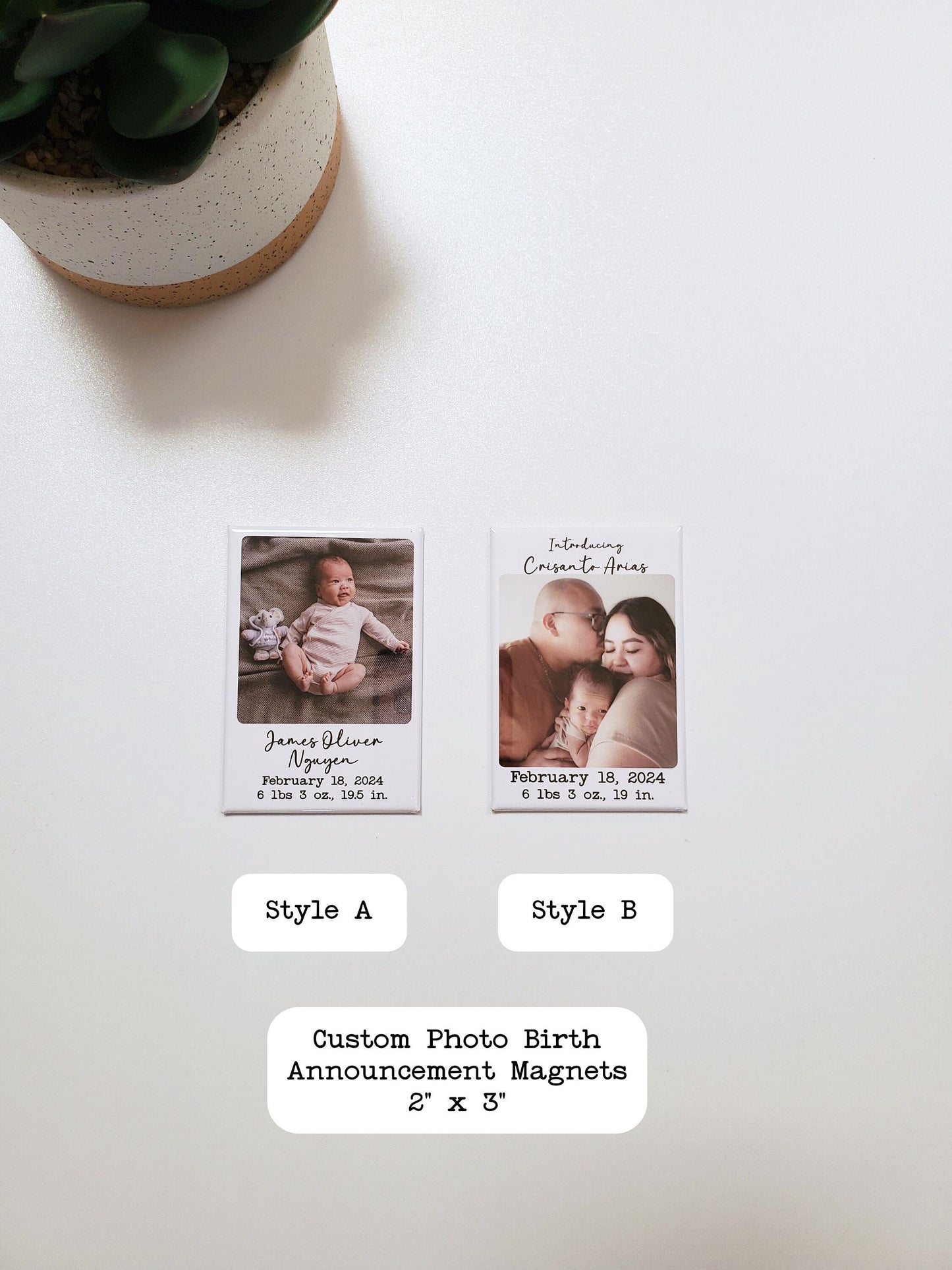Birth Announcement Photo Magnet | Fridge Photo Magnet | Custom Picture Magnet | 2" x 3"