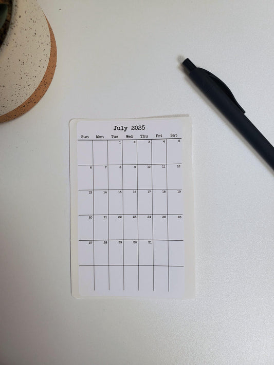 Small Calendar Stickers for Planners and Journals 2023, 2024, & 2025 | Start On Any Month | Monthly Sticker, Die Cut, Matte Finish, 3" x 5"